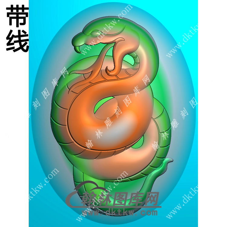 椭圆弧面生肖蛇挂件带线精雕图（GS-029)展示