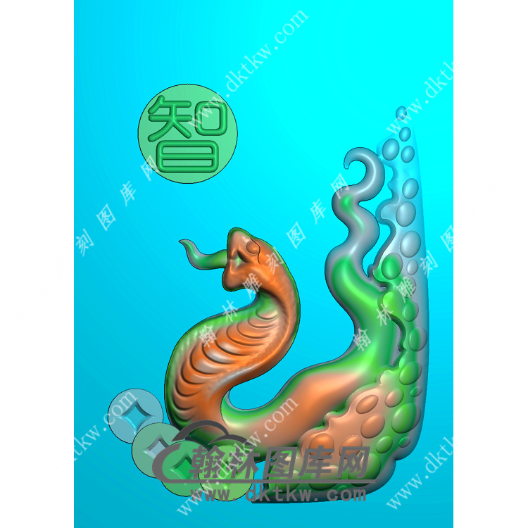 玉雕蛇挂件精雕图（GS-017)展示