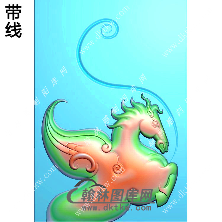 半身飞马挂件带线精雕图（GM-118)展示