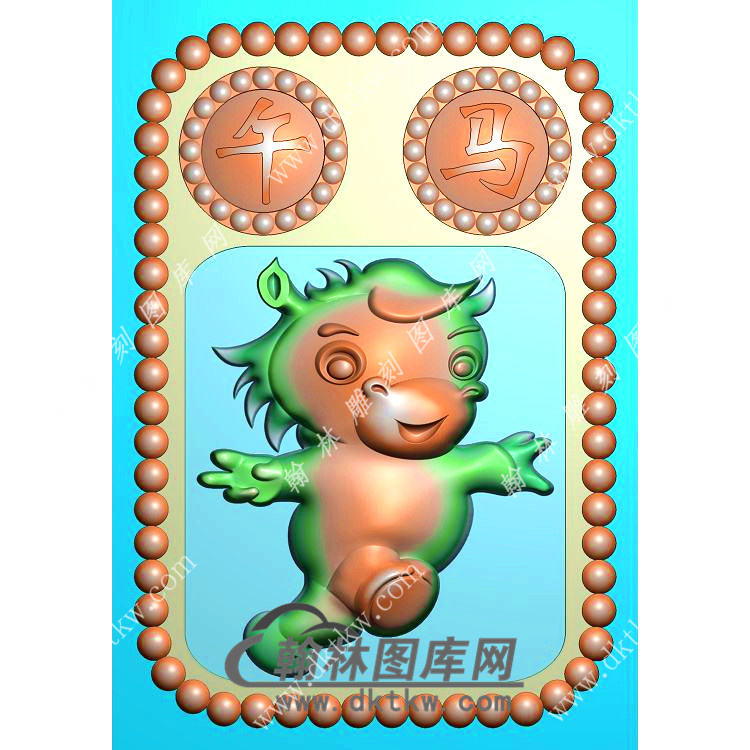 卡通马挂件精雕图（GM-102)展示