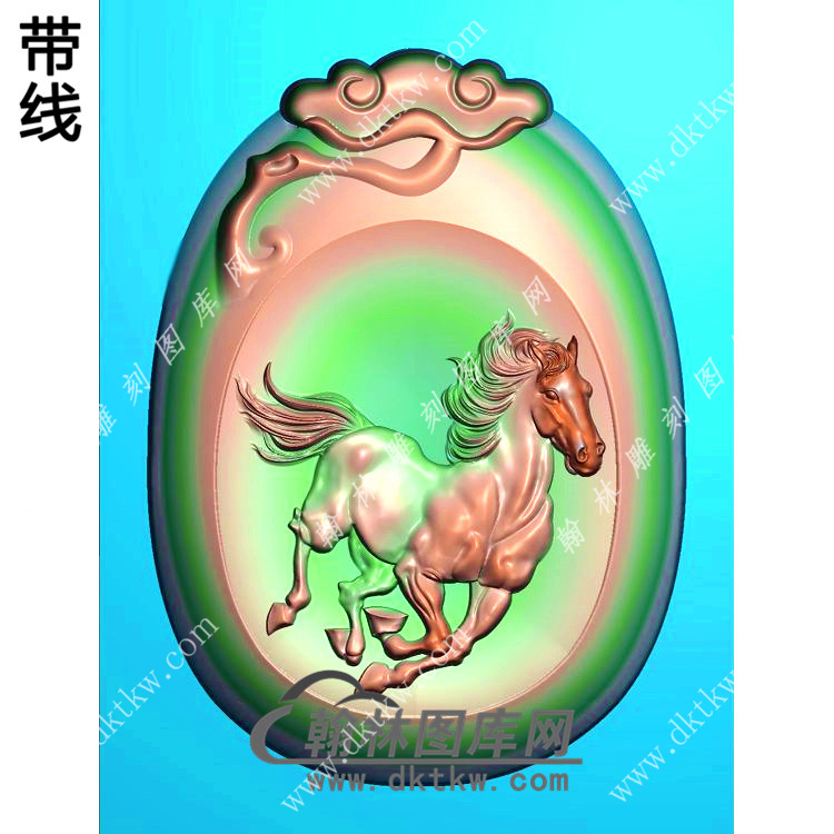 灵芝牌头马挂件带线精雕图（GM-094)展示