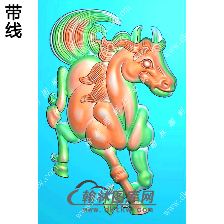 玉雕马挂件带线精雕图（GM-188)展示