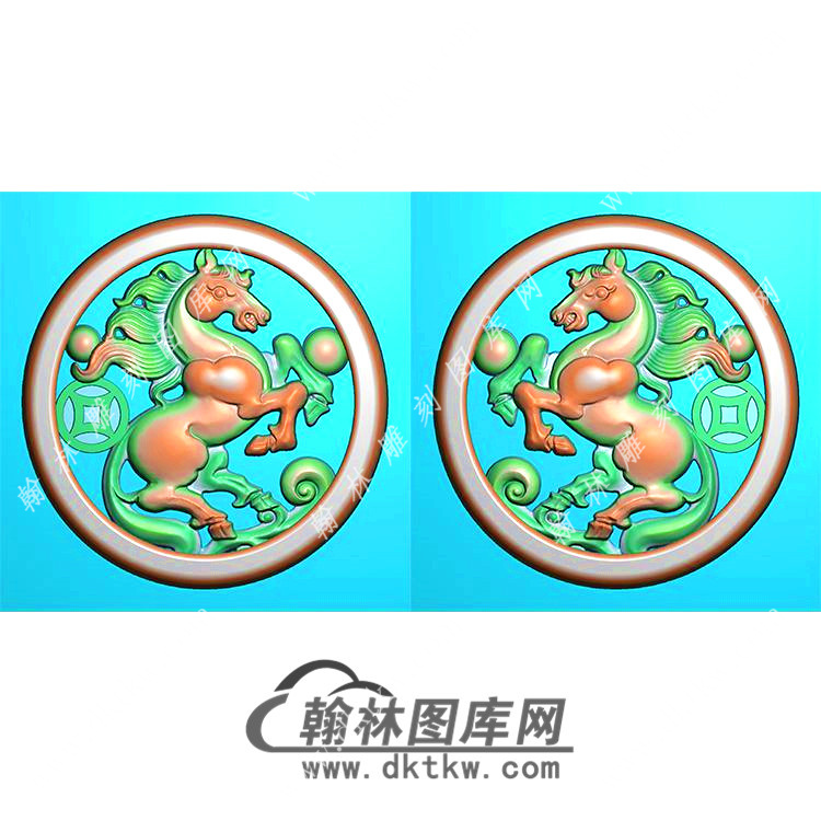圆形马上有钱挂件精雕图（GM-133)展示