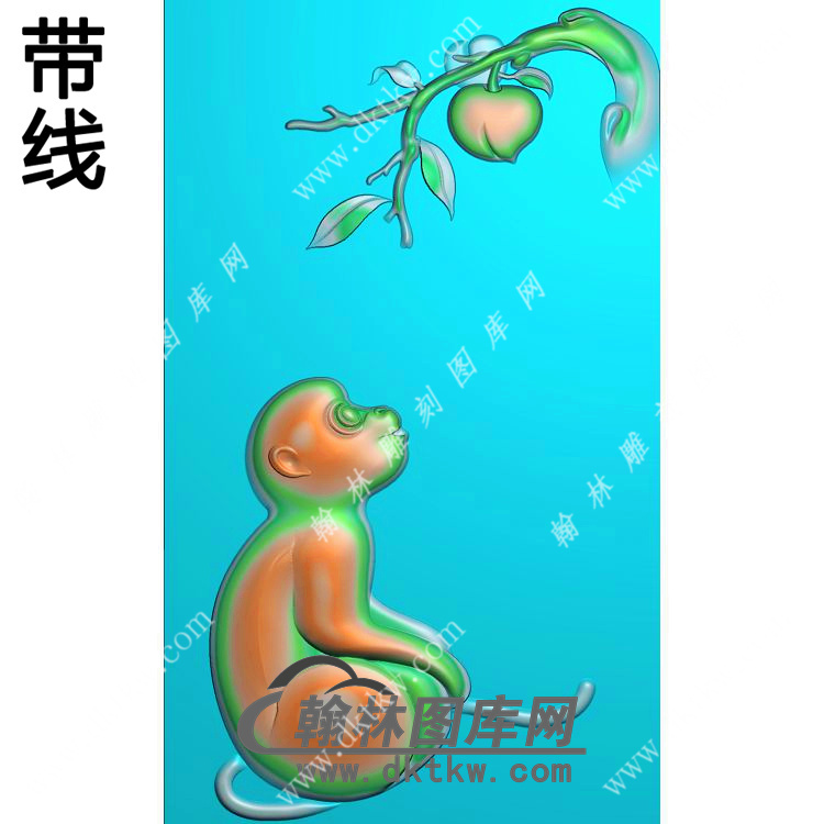 寿桃猴子挂件带线精雕图（GHZ-049)展示