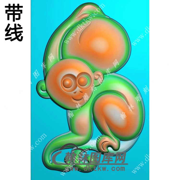 寿桃猴子挂件带线精雕图（GHZ-056)展示