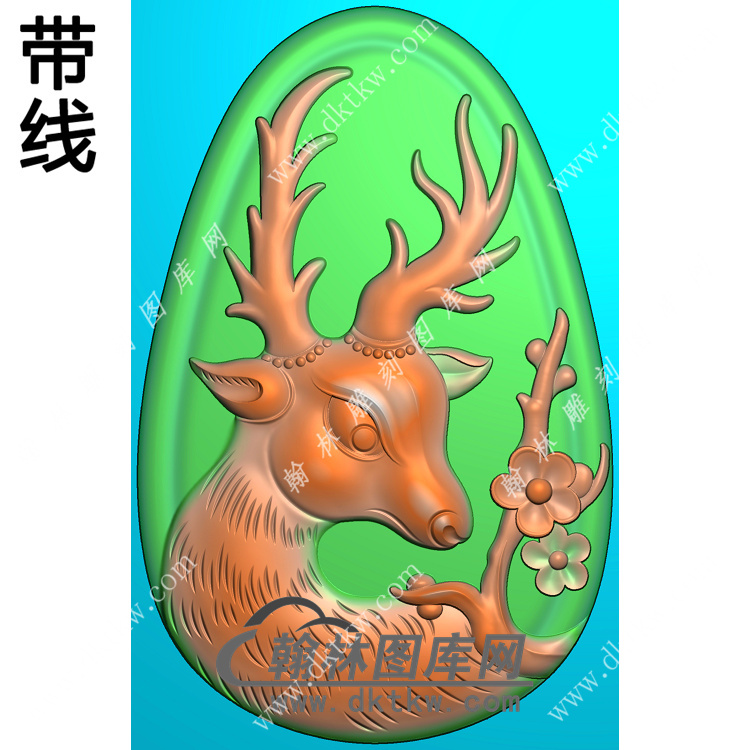 水滴形梅花鹿挂件带线精雕图（GL-015)展示