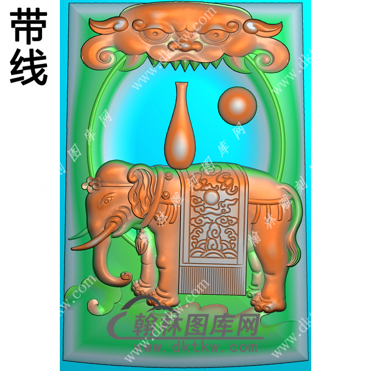 太平有象大象挂件带线精雕图（GX-013)展示