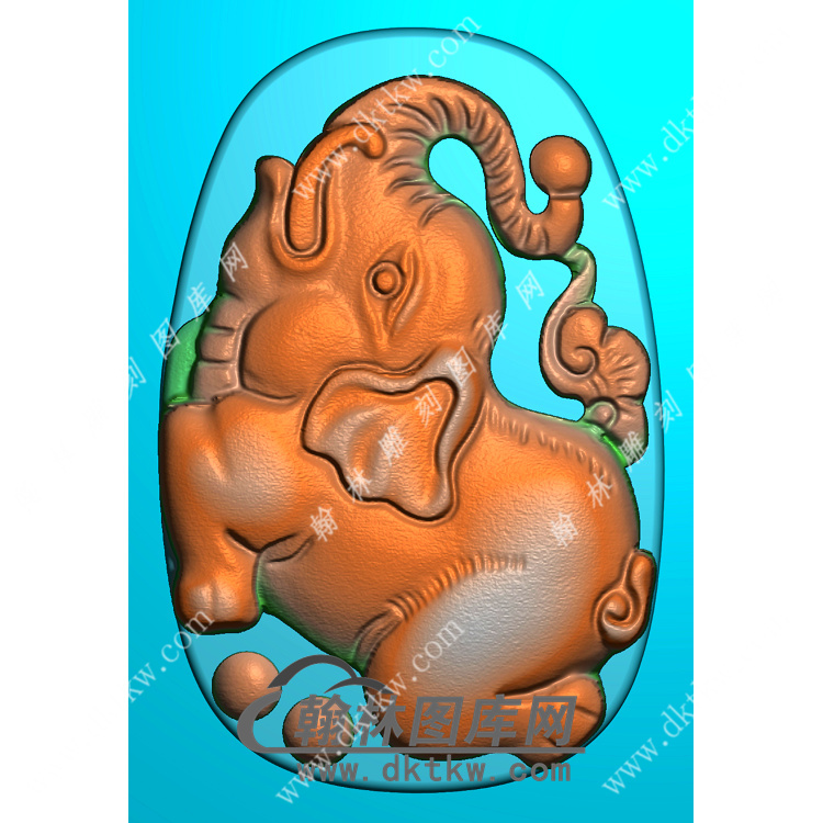 椭圆小象挂件扫描图精雕图（GX-011)展示