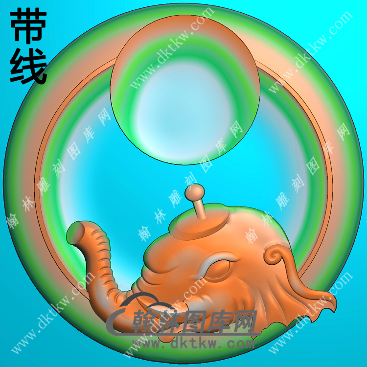 圆形象头挂件带线精雕图（GX-014)展示