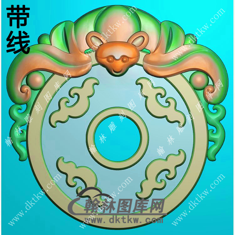 蝙蝠牌头圆币挂件带线精雕图（BF-061)展示