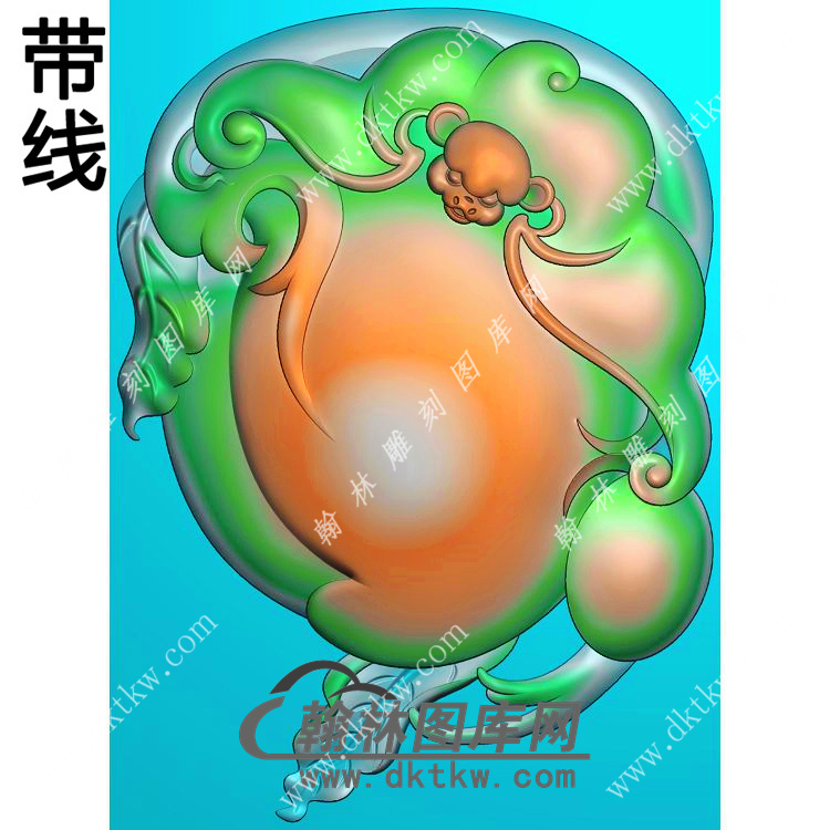 蝙蝠寿桃挂件带线精雕图（BF-043)展示