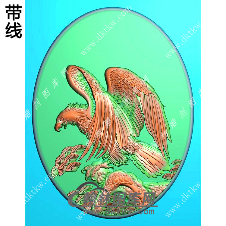 椭圆老鹰挂件精雕图（GJY-054)展示