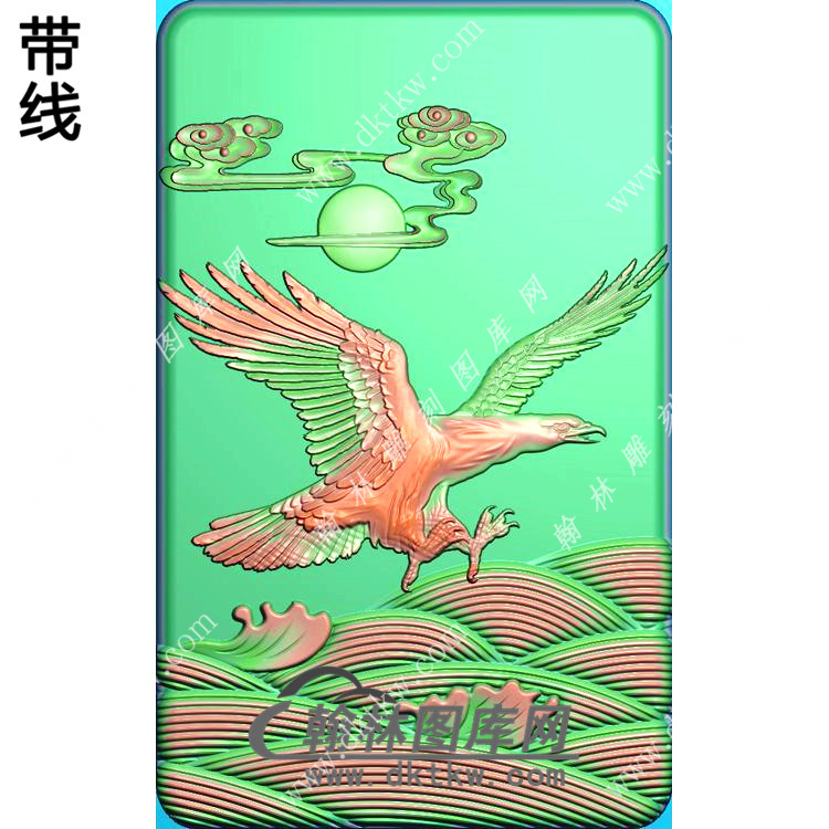 玉雕老鹰挂件精雕图（GJY-039)展示