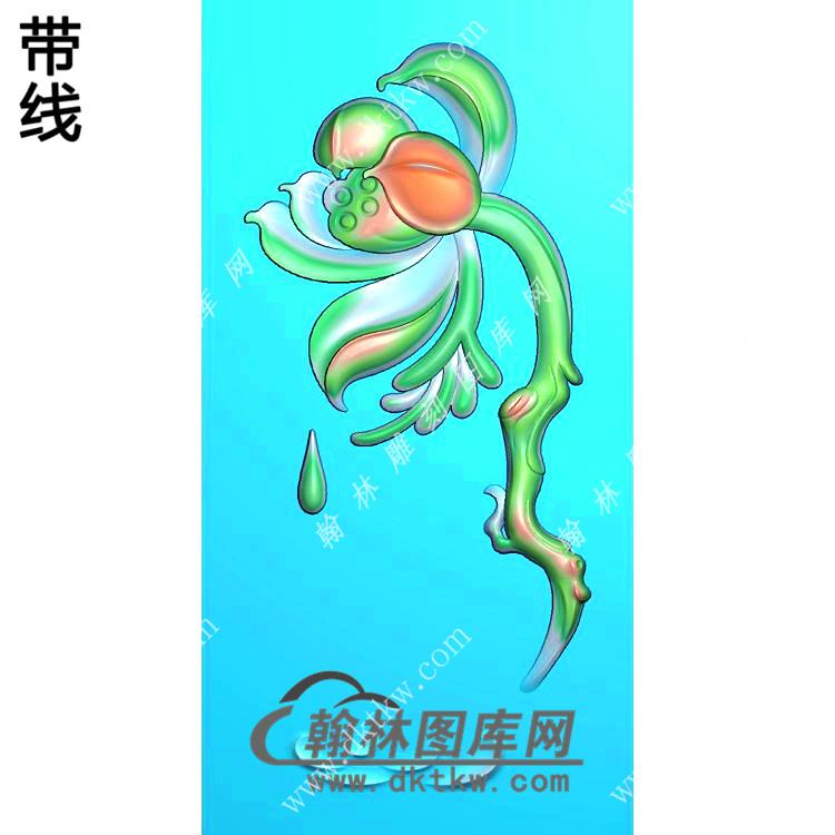 滴水莲花牌挂件带线精雕图（HLN-112)展示