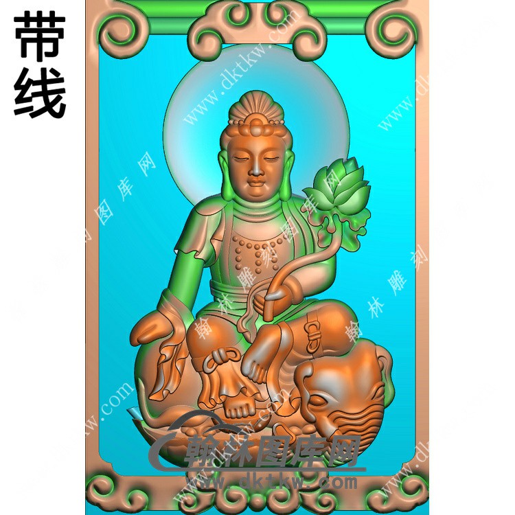 普贤菩萨挂件带线精雕图（PXF-051)展示