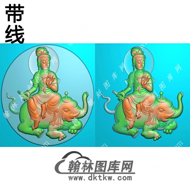 普贤菩萨挂件带线精雕图（PXF-071)展示