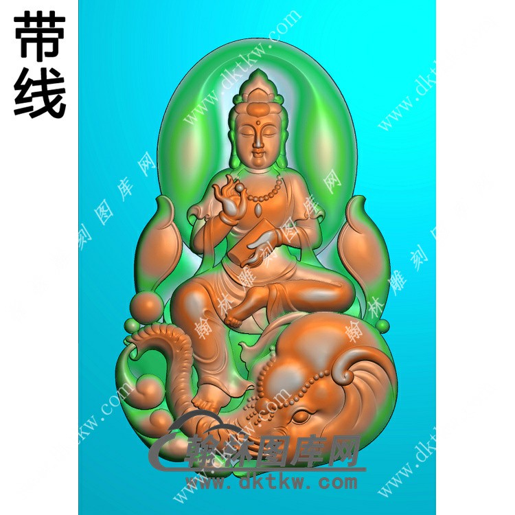 普贤菩萨挂件带线精雕图（PXF-081)展示