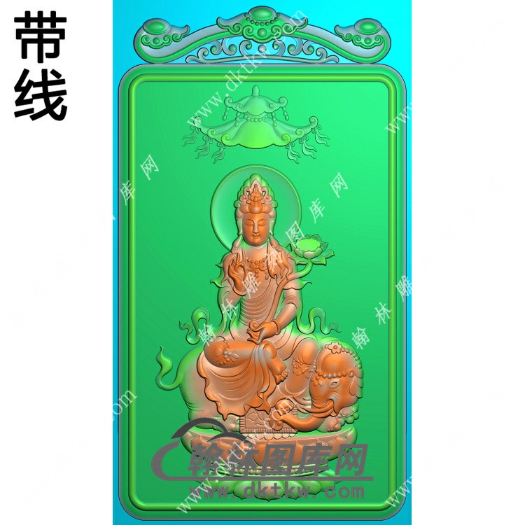如意牌头普贤菩萨挂件带线精雕图（PXF-178)展示
