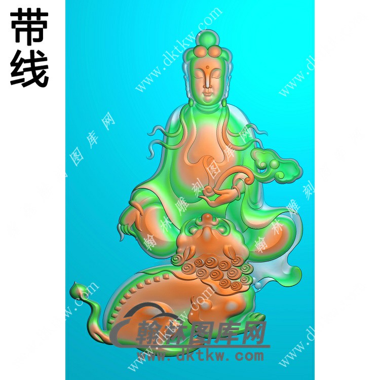 如意文殊菩萨挂件带线精雕图（PXF-162)展示