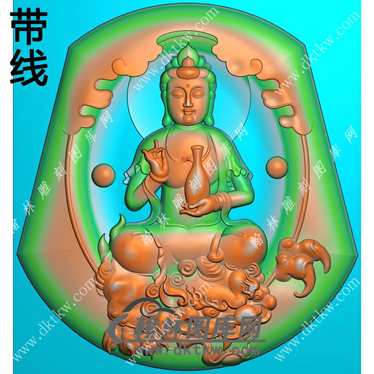 梯形凹底文殊菩萨挂件带线精雕图（PXF-091)展示