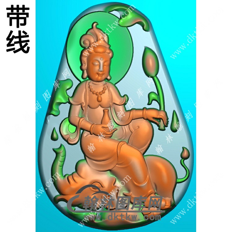 玉雕普贤菩萨挂件带线精雕图（PXF-181)展示