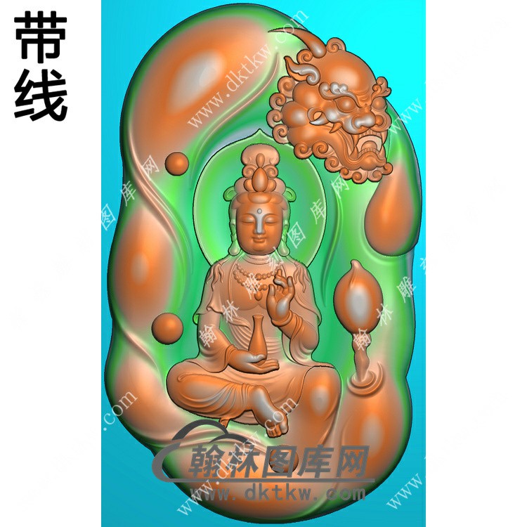 玉雕随形狮子头手托净瓶坐文殊菩萨挂件带线精雕图（PXF-228)展示