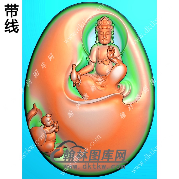 椭圆送子观音挂件带线精雕图（SZ-025)展示