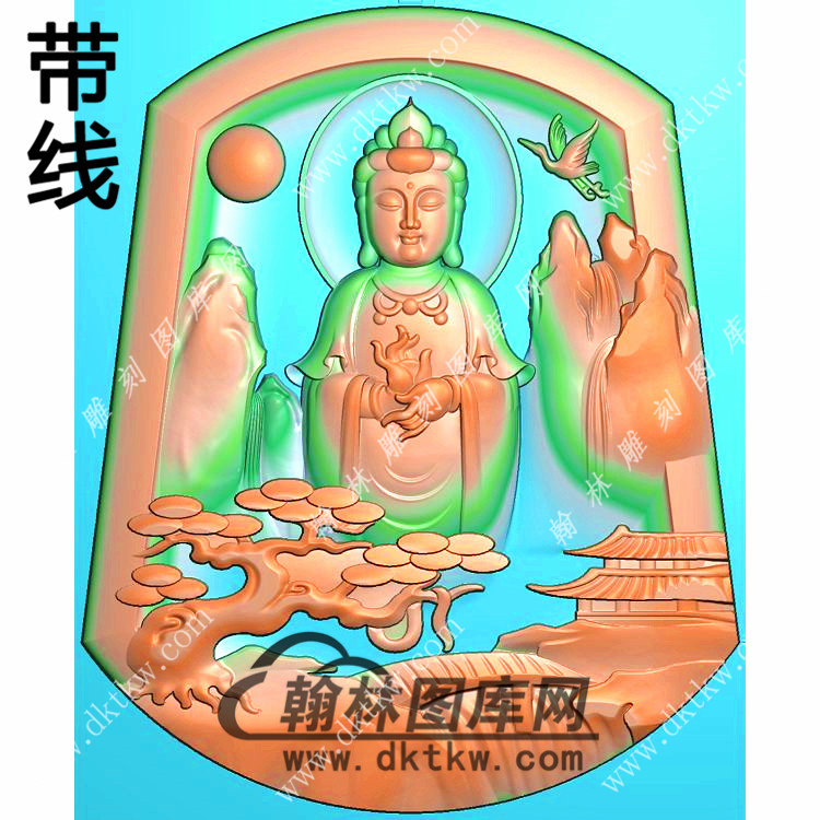 半身山水观音挂件带线精雕图（SGY-277)展示