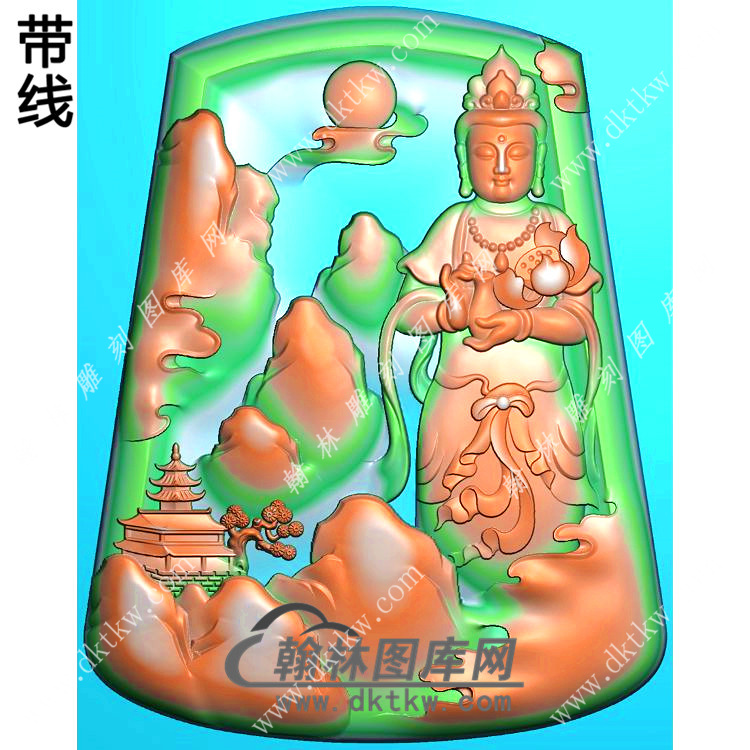 山水站立观音挂件带线精雕图（SGY-207)展示