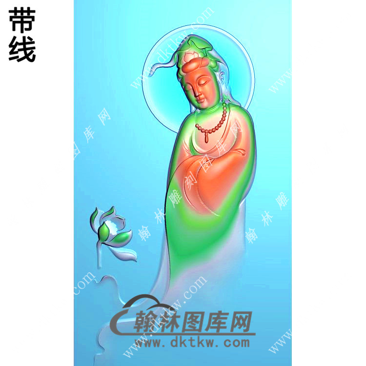 莲花站立观音挂件带线精雕图（OGY-389)展示