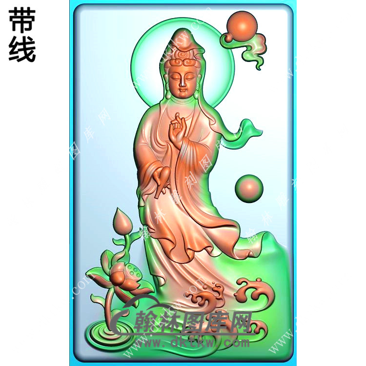 站立观音挂件带线精雕图（OGY-334)展示