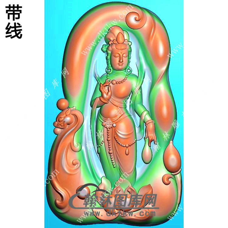 站立观音挂件带线精雕图（OGY-376)展示