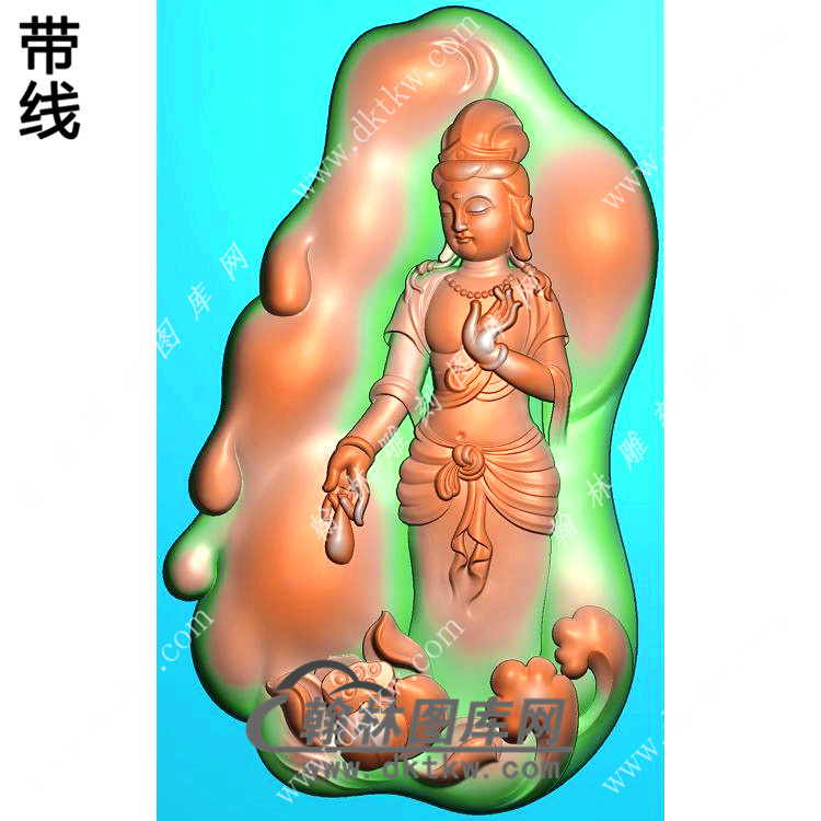 站立观音挂件带线精雕图（OGY-335)展示