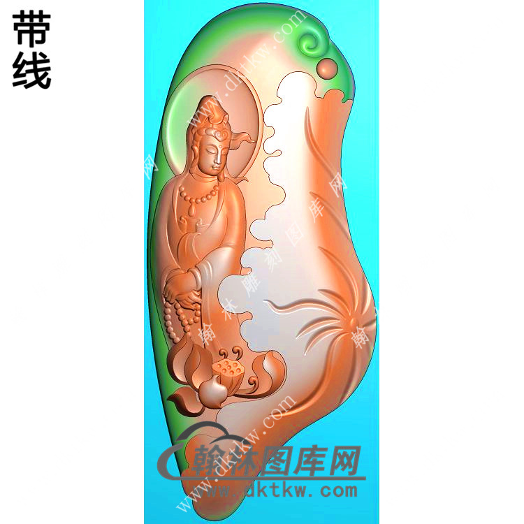 站立观音挂件带线精雕图（OGY-368)展示