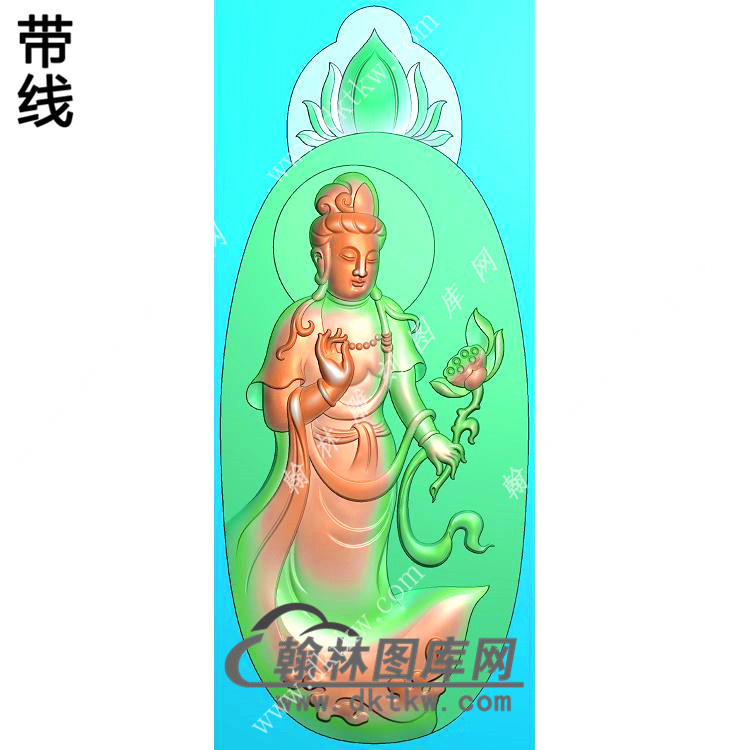 手持莲花站立观音挂件带线精雕图（OGY-419)展示