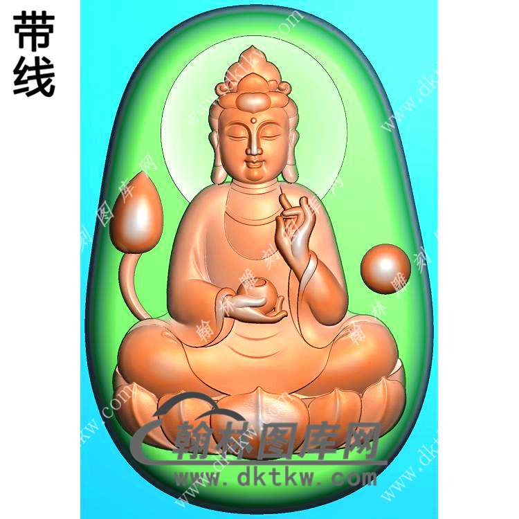 椭圆坐莲观音挂件带线精雕图（LGY-108)展示