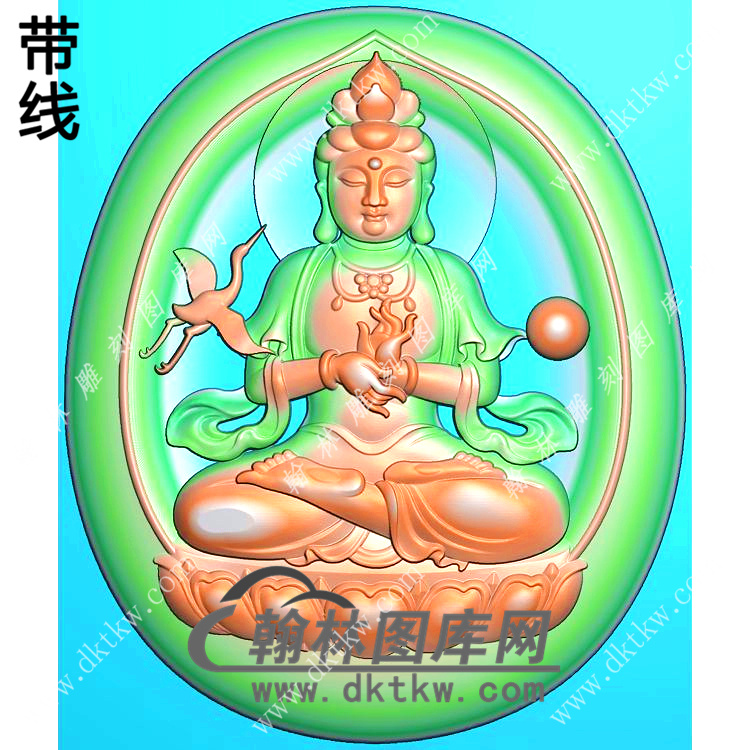 玉雕椭圆凹底坐莲观音挂件带线精雕图（LGY-125)展示