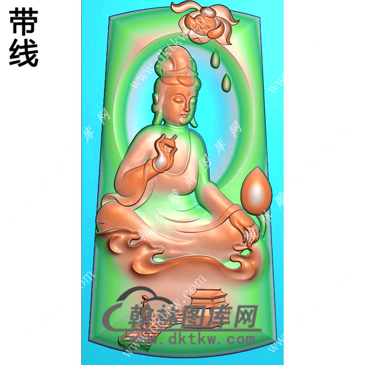 滴水莲花坐观音挂件带线精雕图（ZGY-572)展示