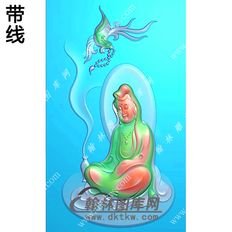 凤凰坐观音挂件带线精雕图（ZGY-450)展示