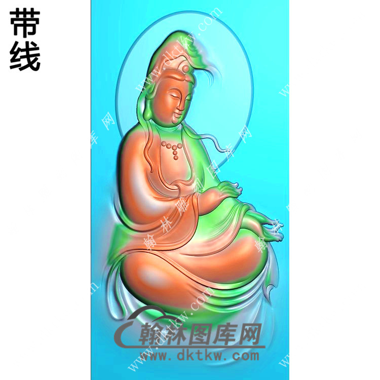 玉雕侧坐观音挂件带线精雕图（ZGY-514)展示
