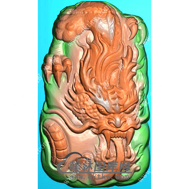 玉雕随形双面龙牌挂件精雕图（GLF-192)展示
