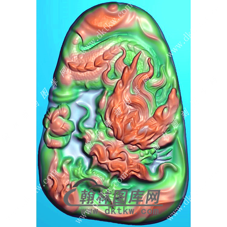 玉雕随形龙牌挂件精雕图（GLF-528)展示