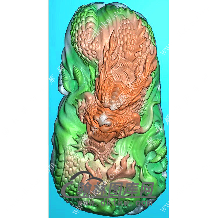 玉雕随形龙牌挂件精雕图（GLF-537)展示