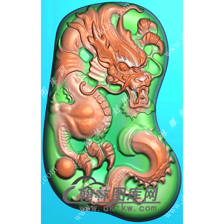玉雕随形龙牌挂件精雕图（GLF-538)展示