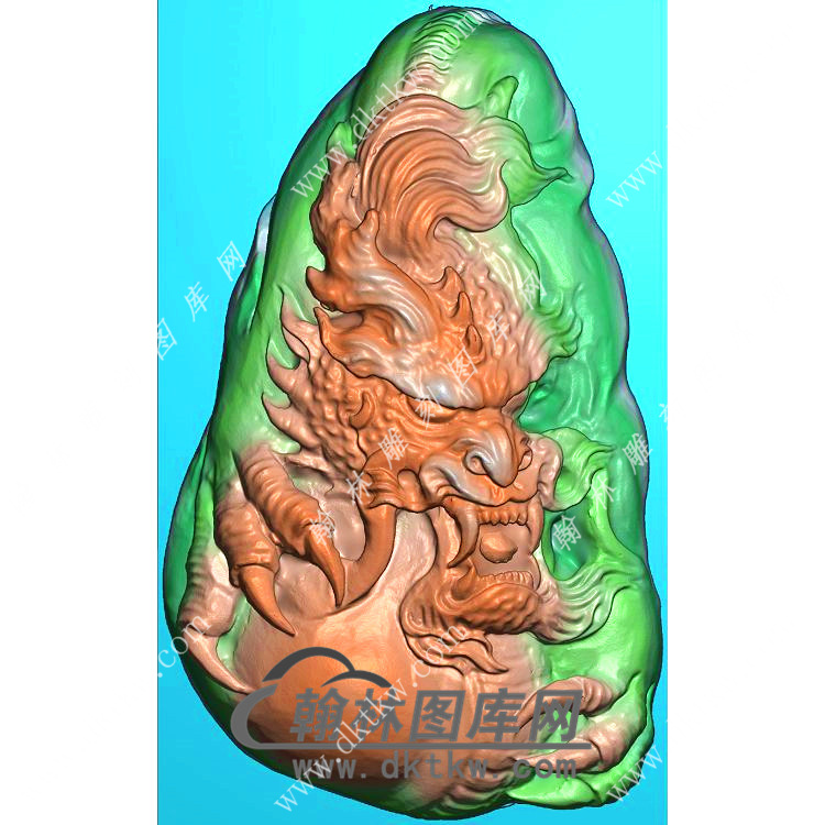 玉雕随形龙牌挂件精雕图（GLF-487)展示