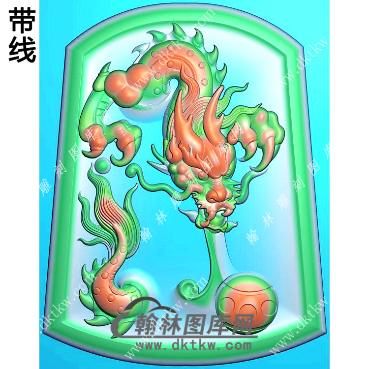 凹底大头龙牌挂件精雕图（LF-338)展示