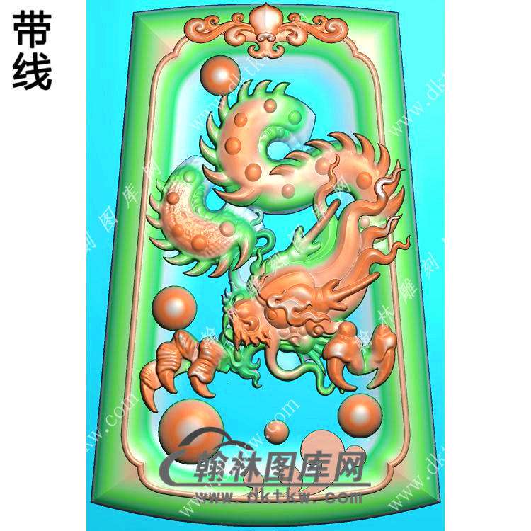 凹底龙牌挂件带线精雕图（LF-343)展示