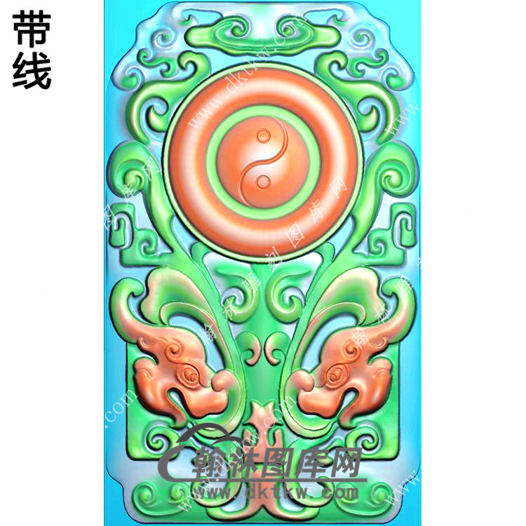 八卦仿古龙挂件带线精雕图（LF-315)展示