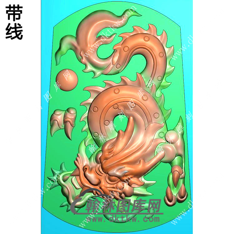 大头龙牌挂件带线精雕图（LF-342)展示