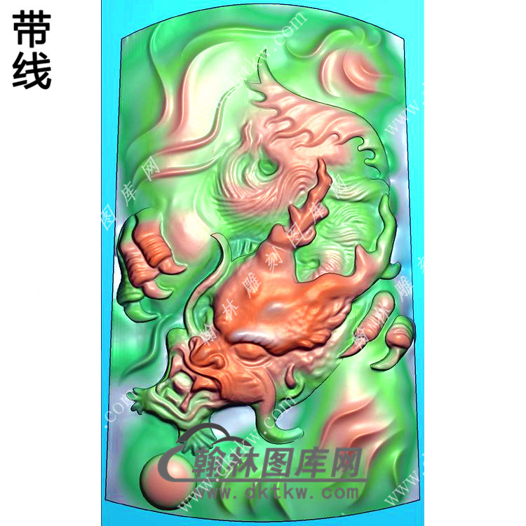 玉雕龙牌挂件精雕图（LF-354)展示